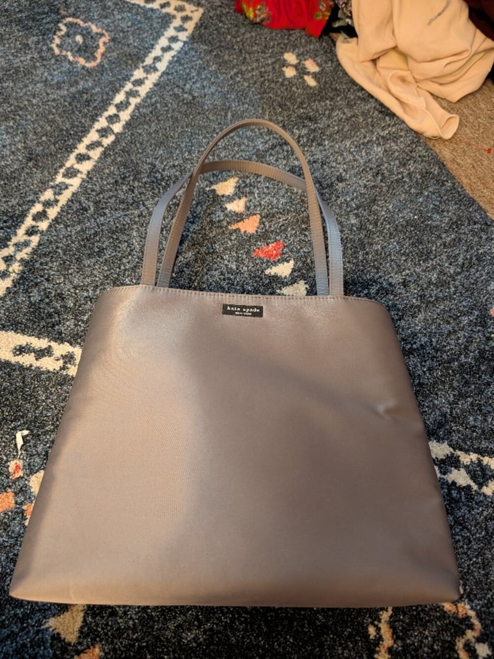 NWT Vintage 90s Y2K Kate Spade Pewter Nylon Tote Neiman Marcus Tags
